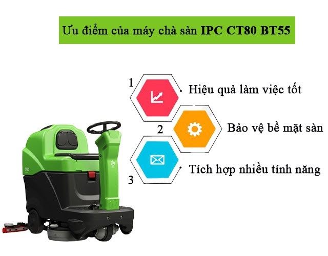 ưu điểm máy chà sàn IPC CT80 BT55